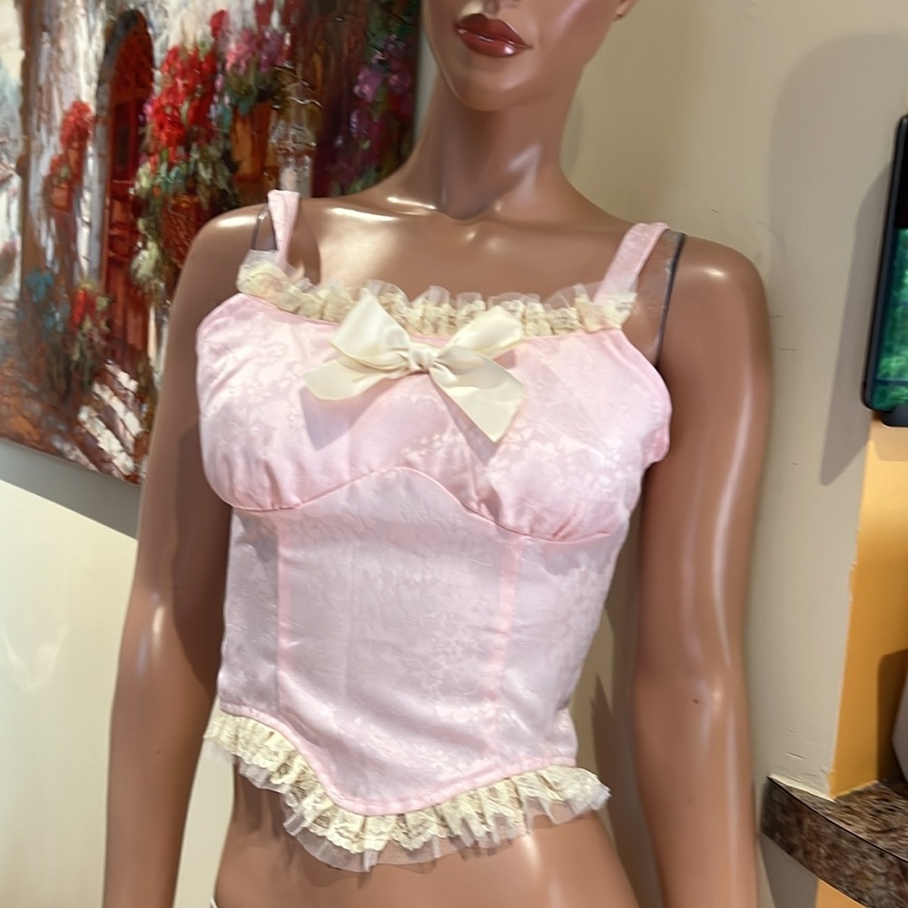 Kawaii  Pink Lace S Camisole nwt girly fairy top cami corset